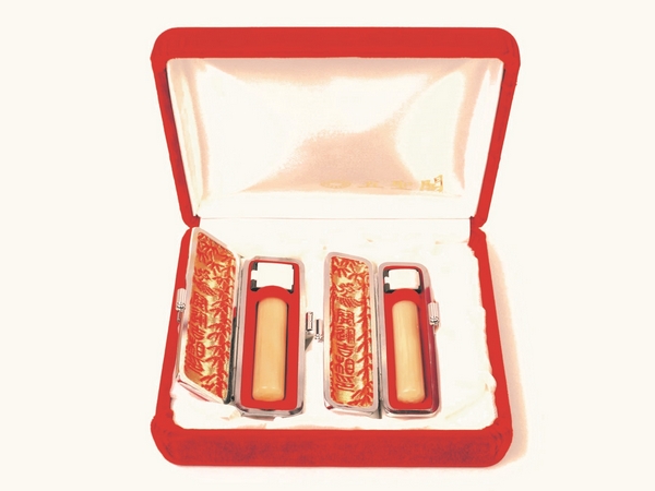 0112 C025【花嫁の印鑑】2本セット/銀行印・認印 (乳白水牛)